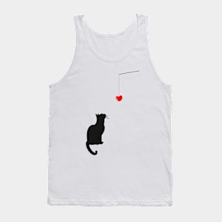 Black Cat Looking At Pendant Heart Tank Top